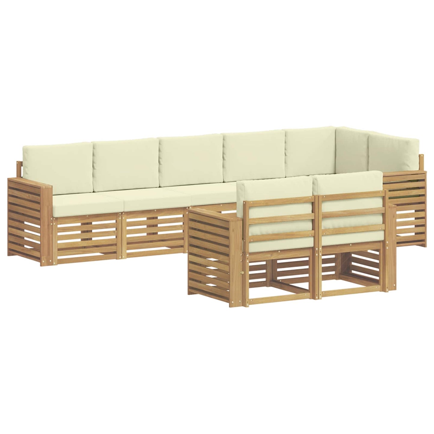 Buiten bankenset 8 pcs Wit en crèmekleurig 310 x 132,5 x 73 cm