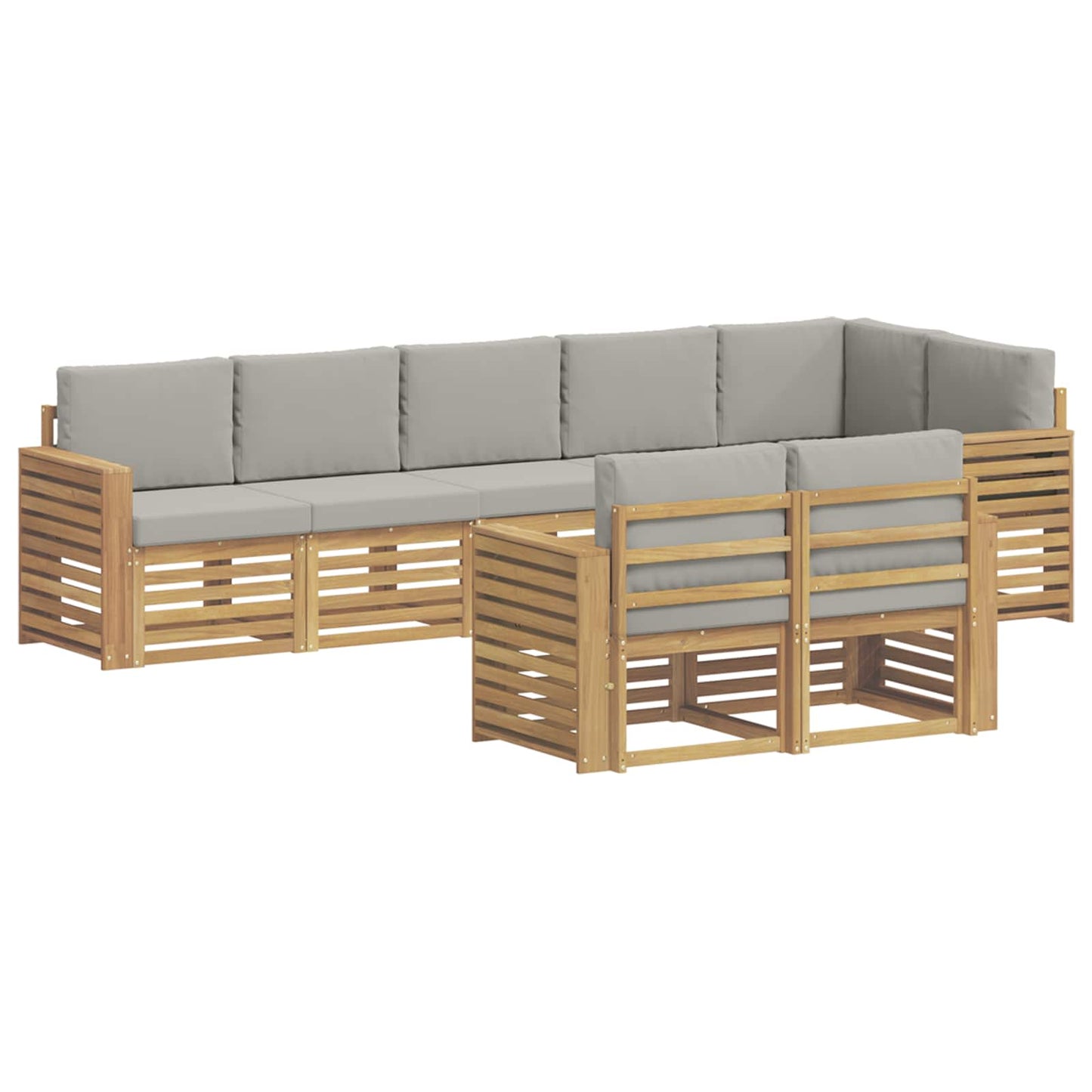 Buiten bankenset 8 pcs Wit en Lichtgrijs 310 x 132,5 x 73 cm