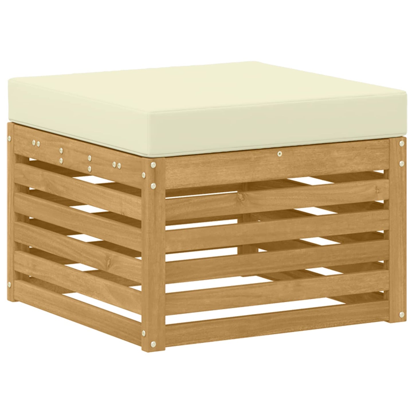 Buiten bankenset 6 pcs Wit en crèmekleurig Polyester