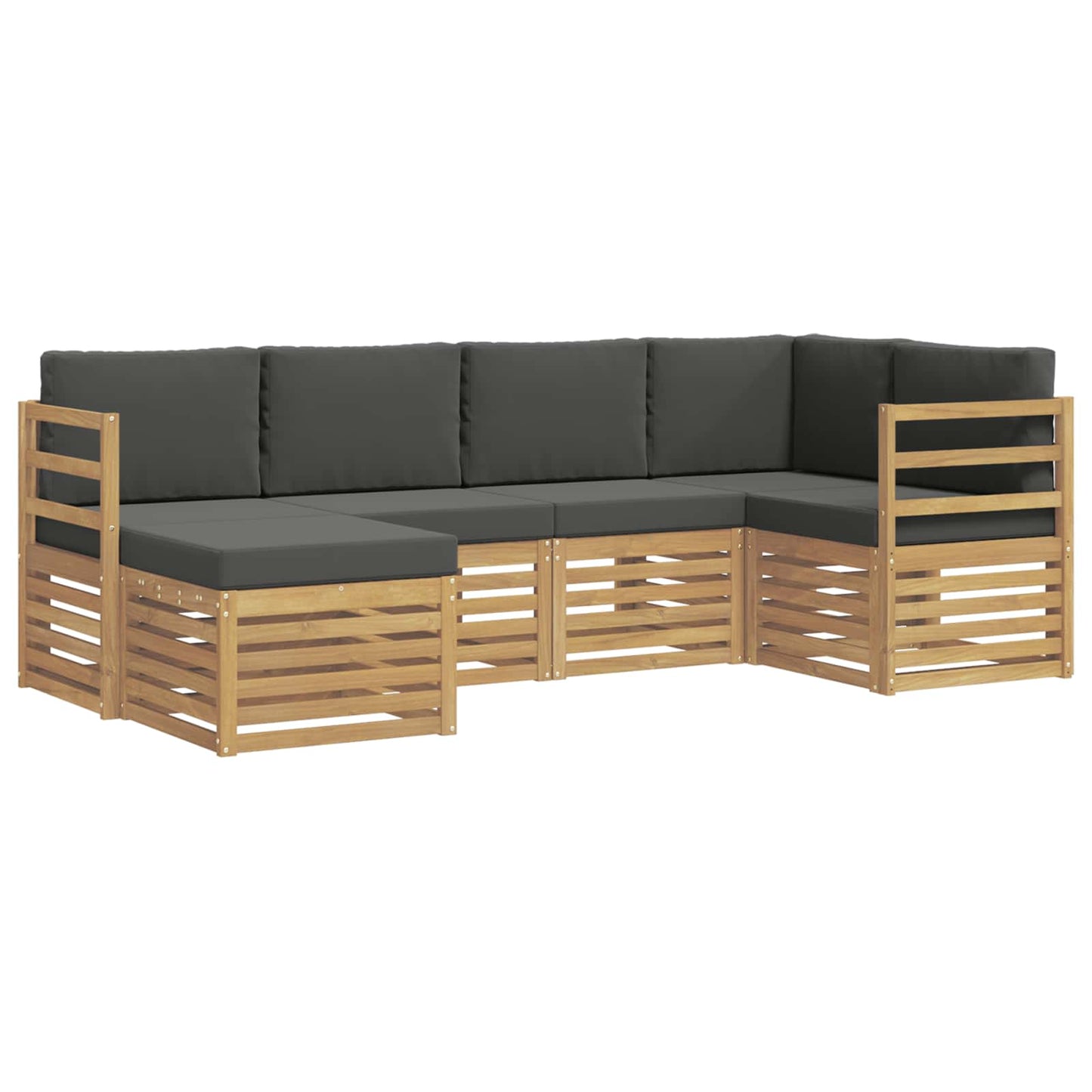 Buiten bankenset 6 pcs Wit en antracietkleurig Polyester