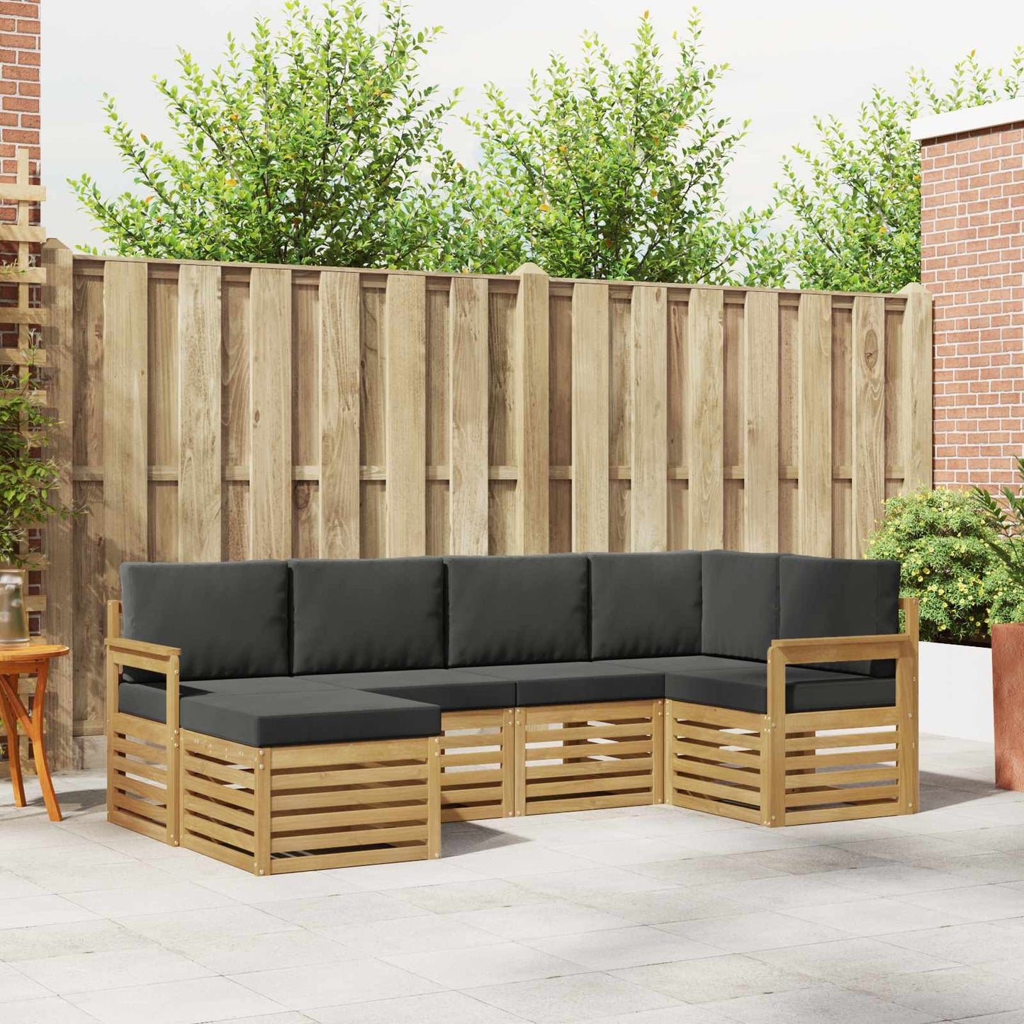 Buiten bankenset 6 pcs Wit en antracietkleurig Polyester