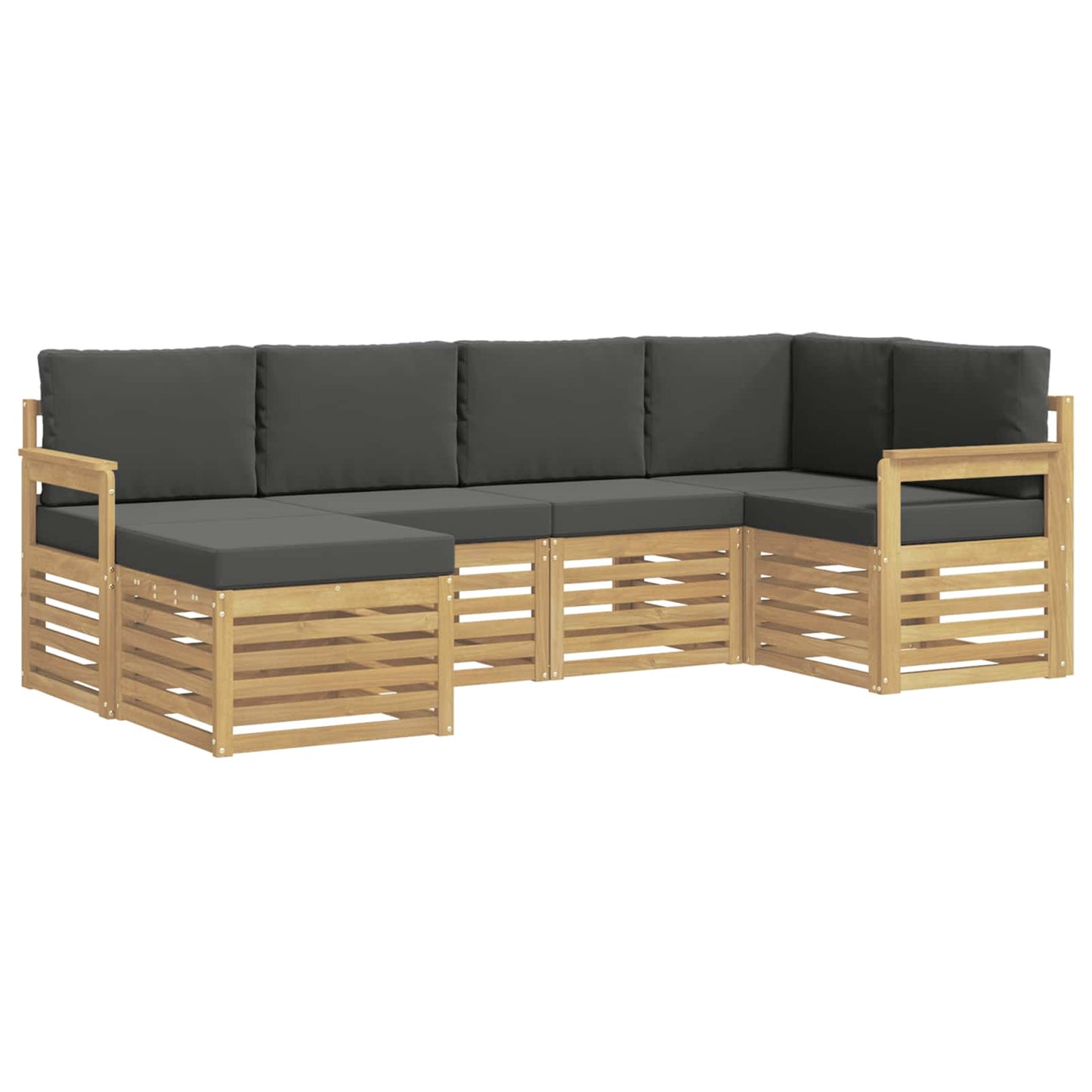 Buiten bankenset 6 pcs Wit en antracietkleurig Polyester