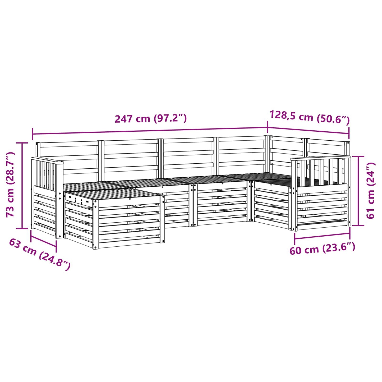 Buiten bankenset 6 pcs Wit Polyester