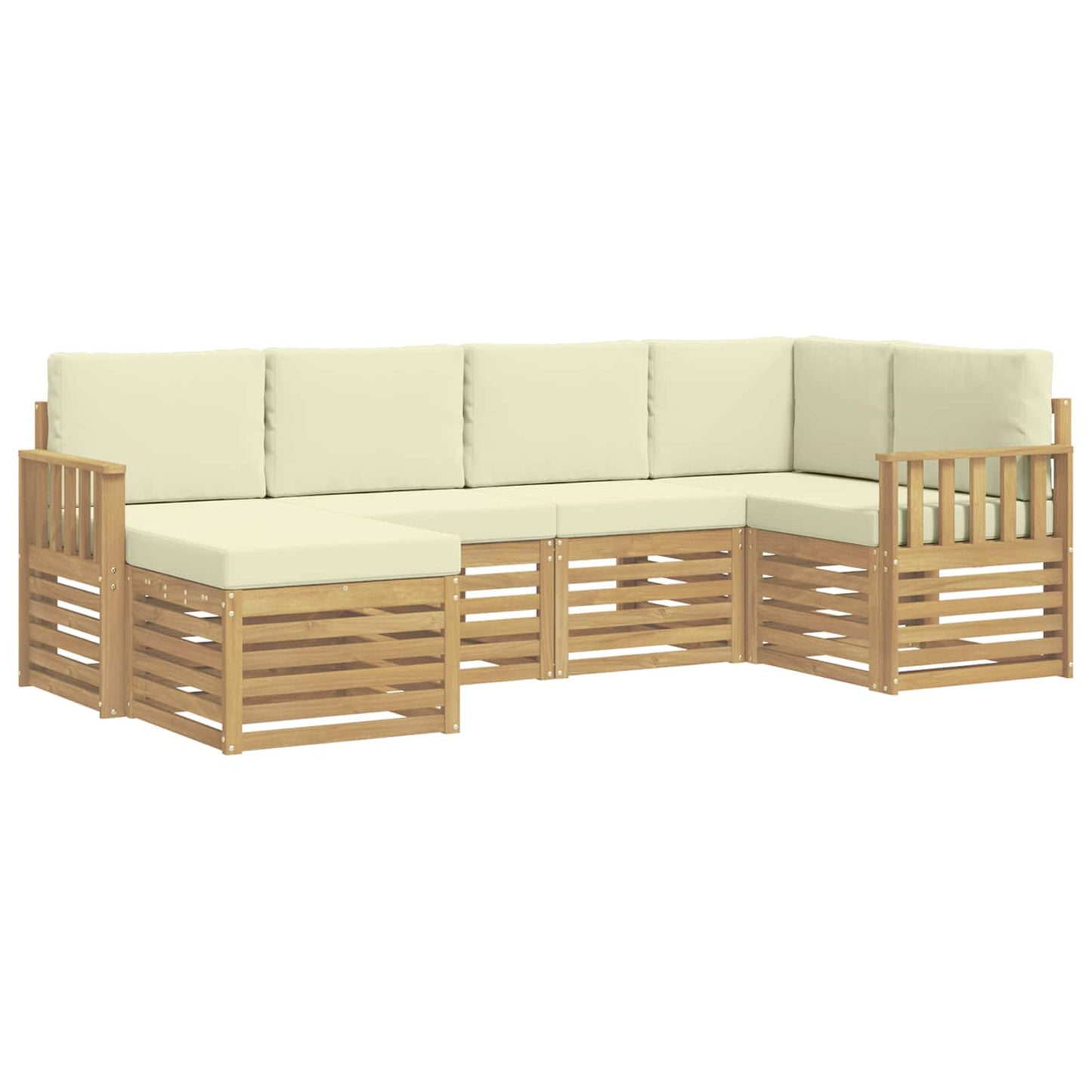 Buiten bankenset 6 pcs Wit en crèmekleurig Polyester
