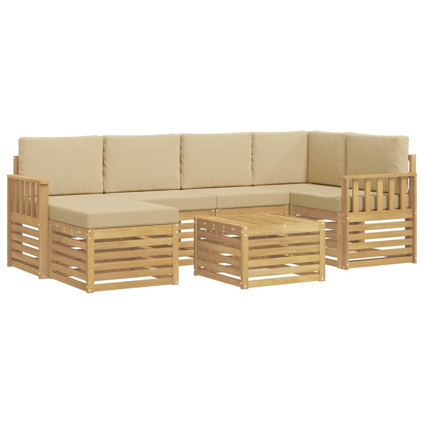 Buiten bankenset 7 pcs Wit en Beige 59 x 59 x 37 cm Polyester