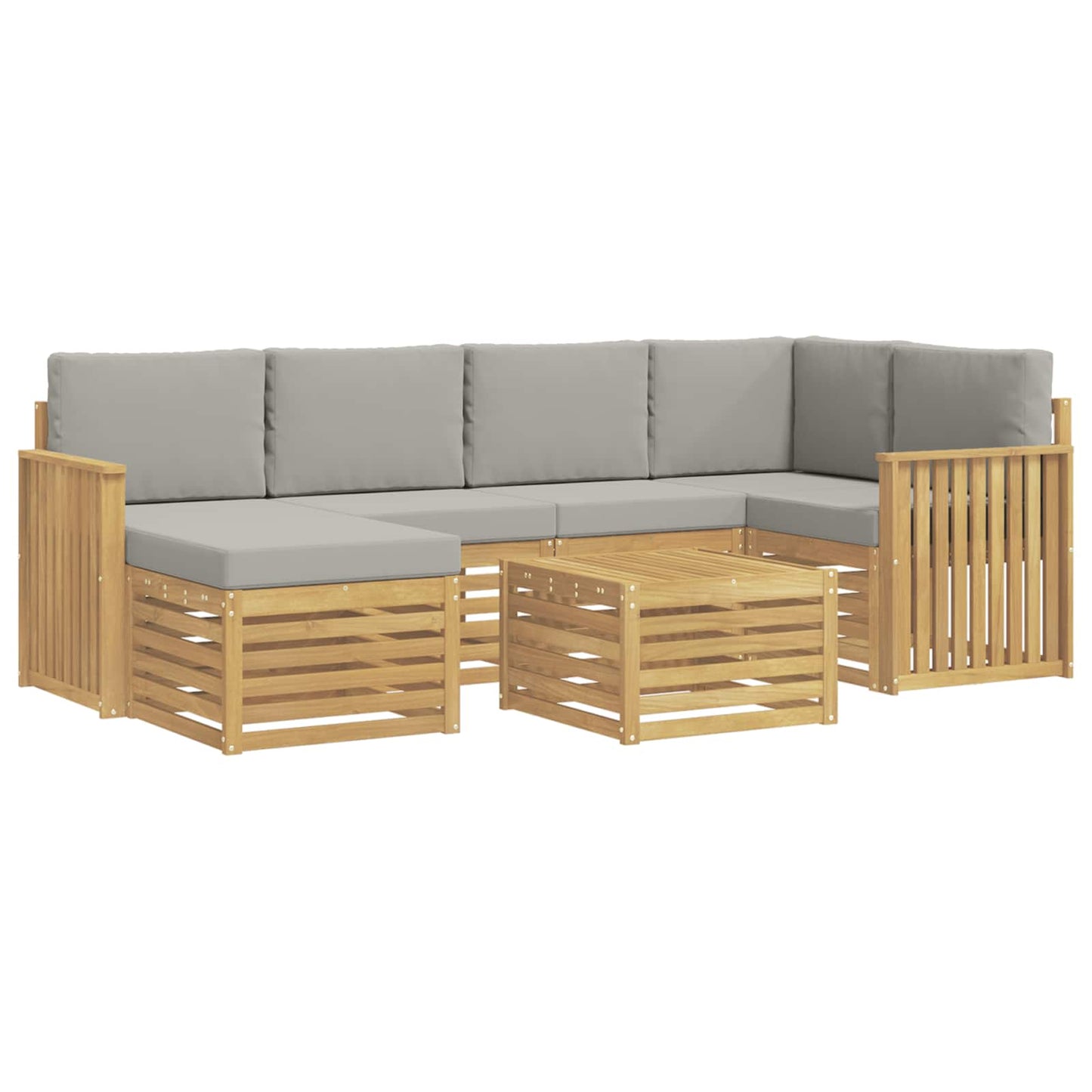 Buiten bankenset 7 pcs Wit en Lichtgrijs Polyester