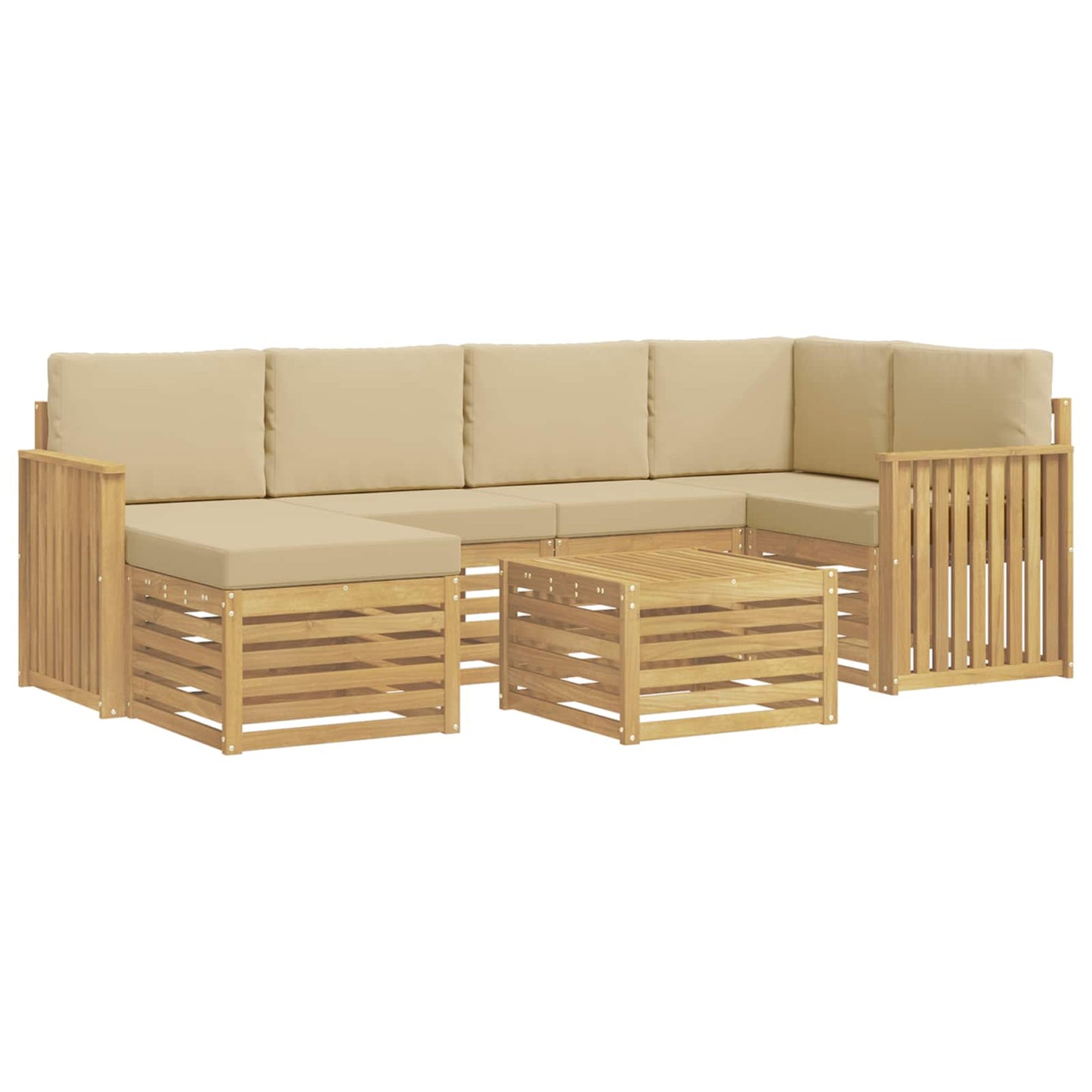 Buiten bankenset 7 pcs Wit en Beige Polyester
