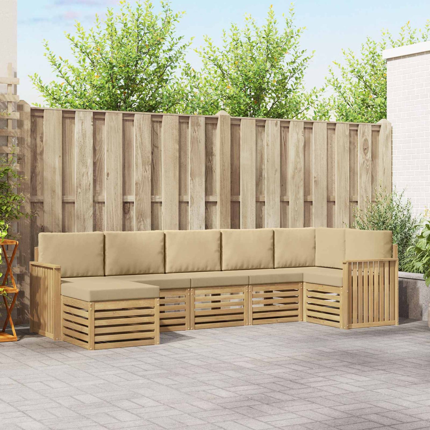 Buiten bankenset 7 pcs Wit en Beige