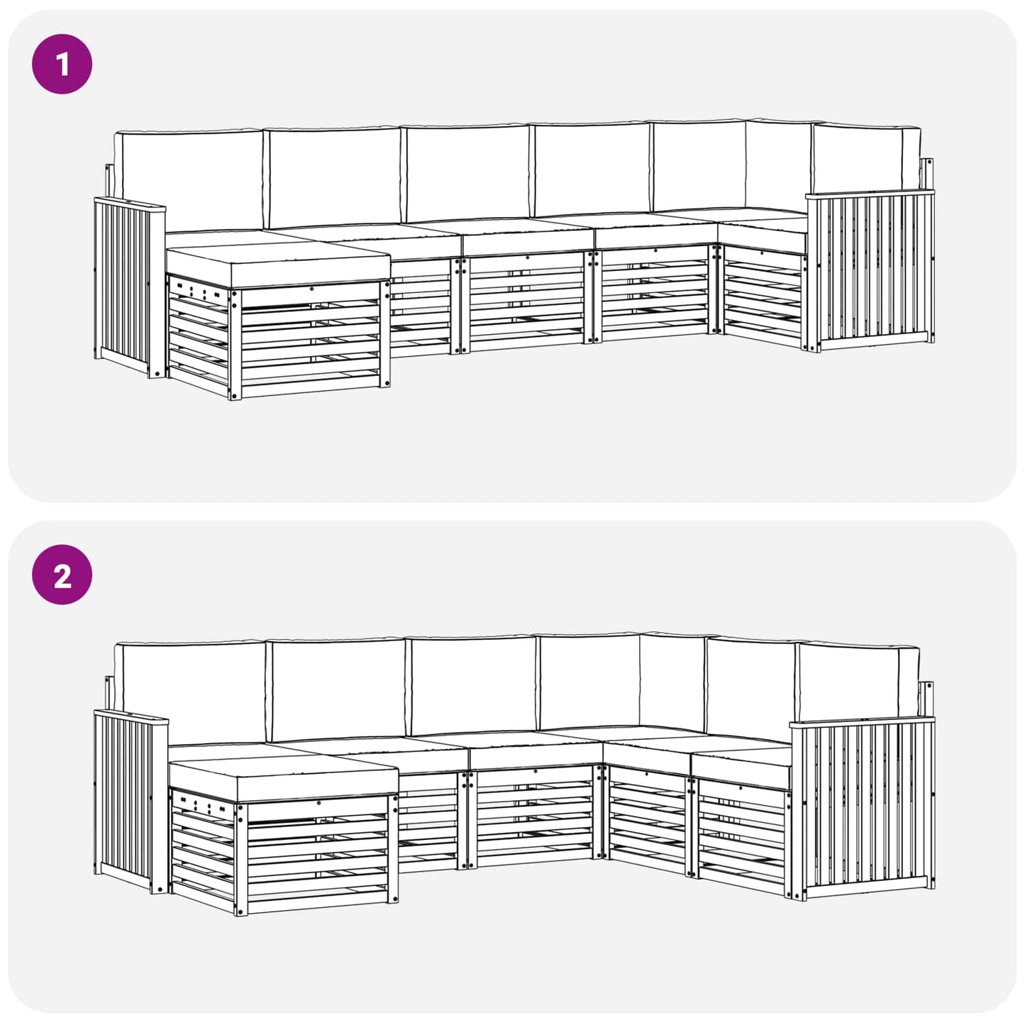 Buiten bankenset 7 pcs Wit en Beige