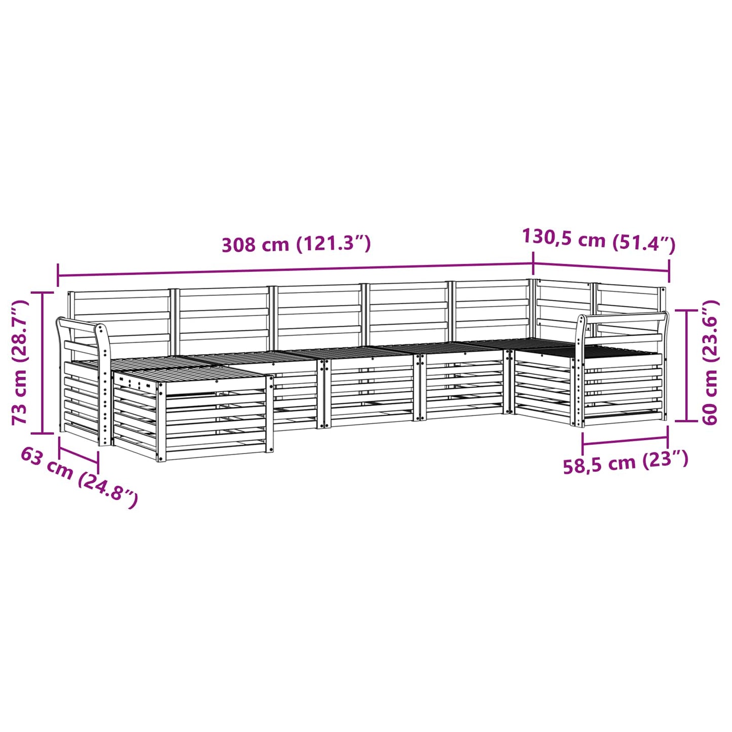 Buiten bankenset 7 pcs Wit