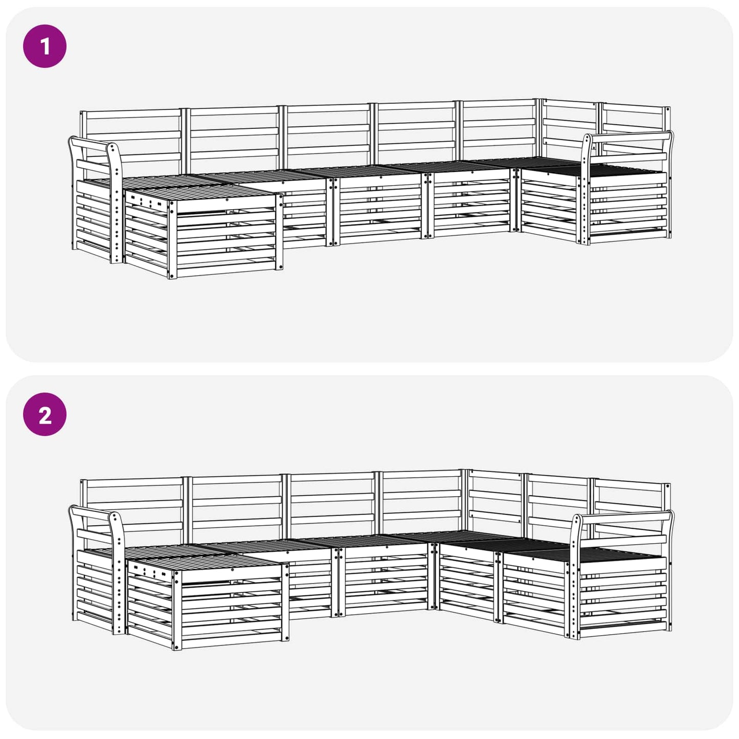 Buiten bankenset 7 pcs Wit