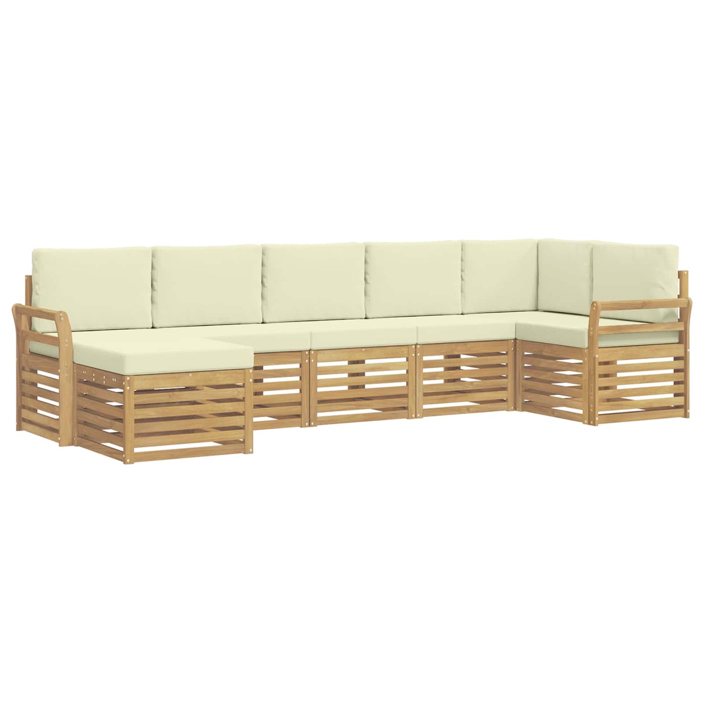 Buiten bankenset 7 pcs Wit en crèmekleurig