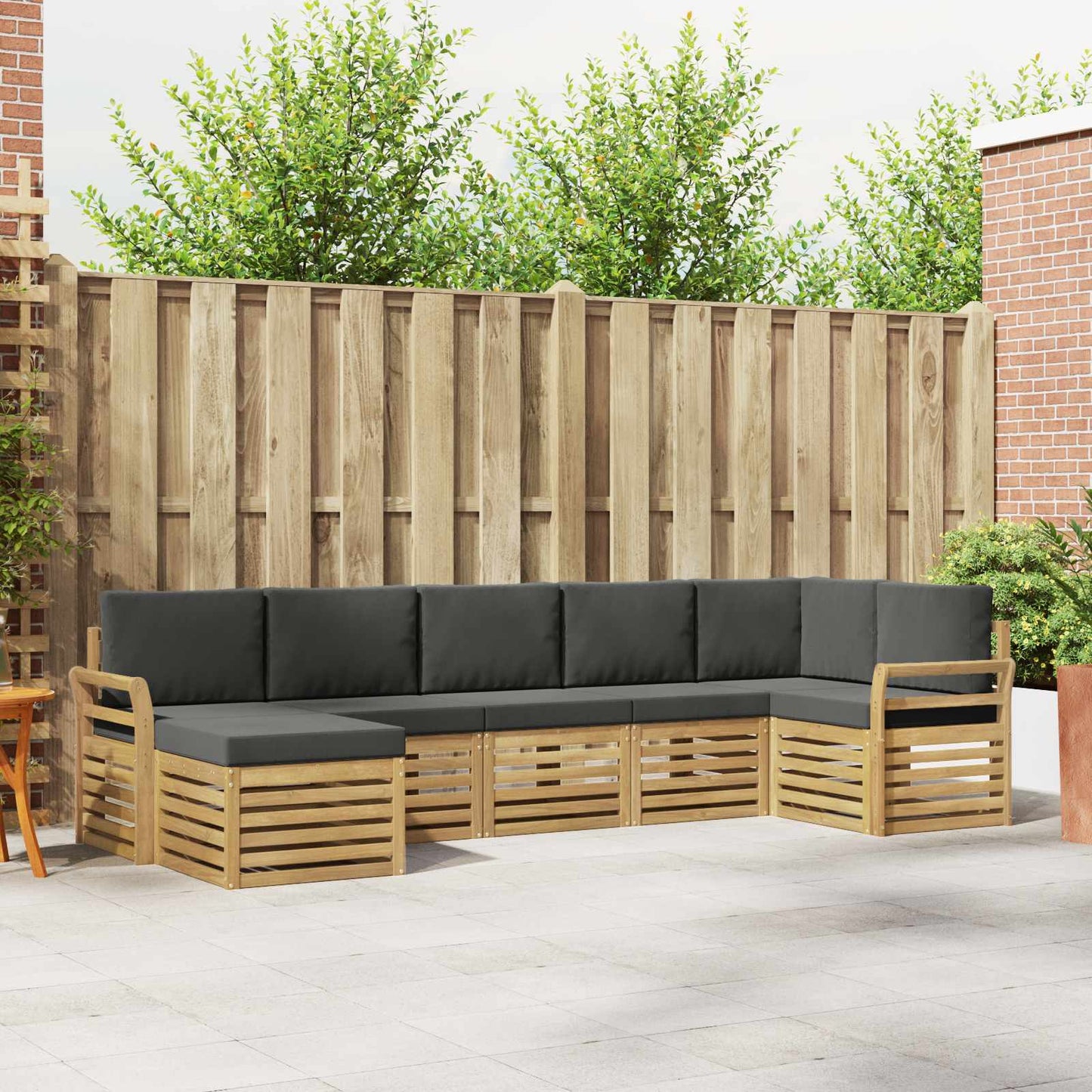 Buiten bankenset 7 pcs Wit en antracietkleurig