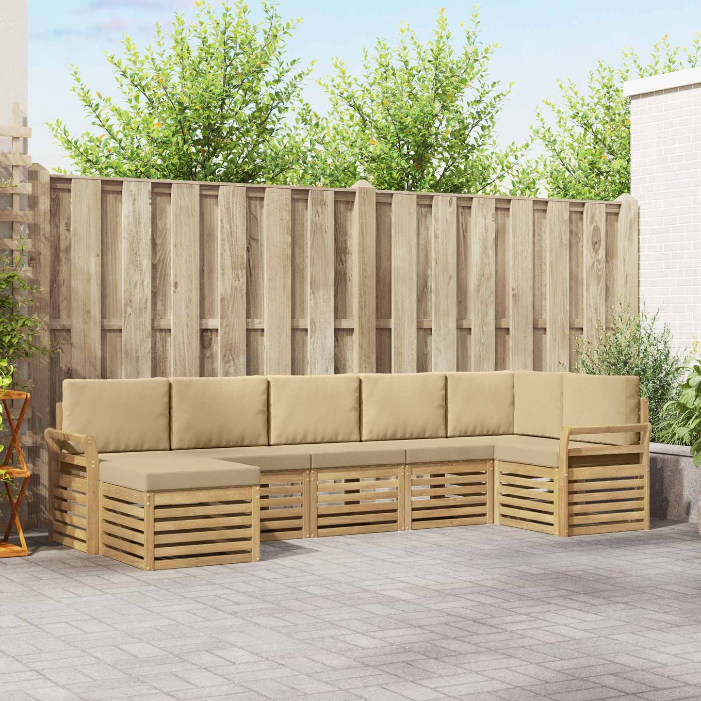 Buiten bankenset 7 pcs Wit en Beige