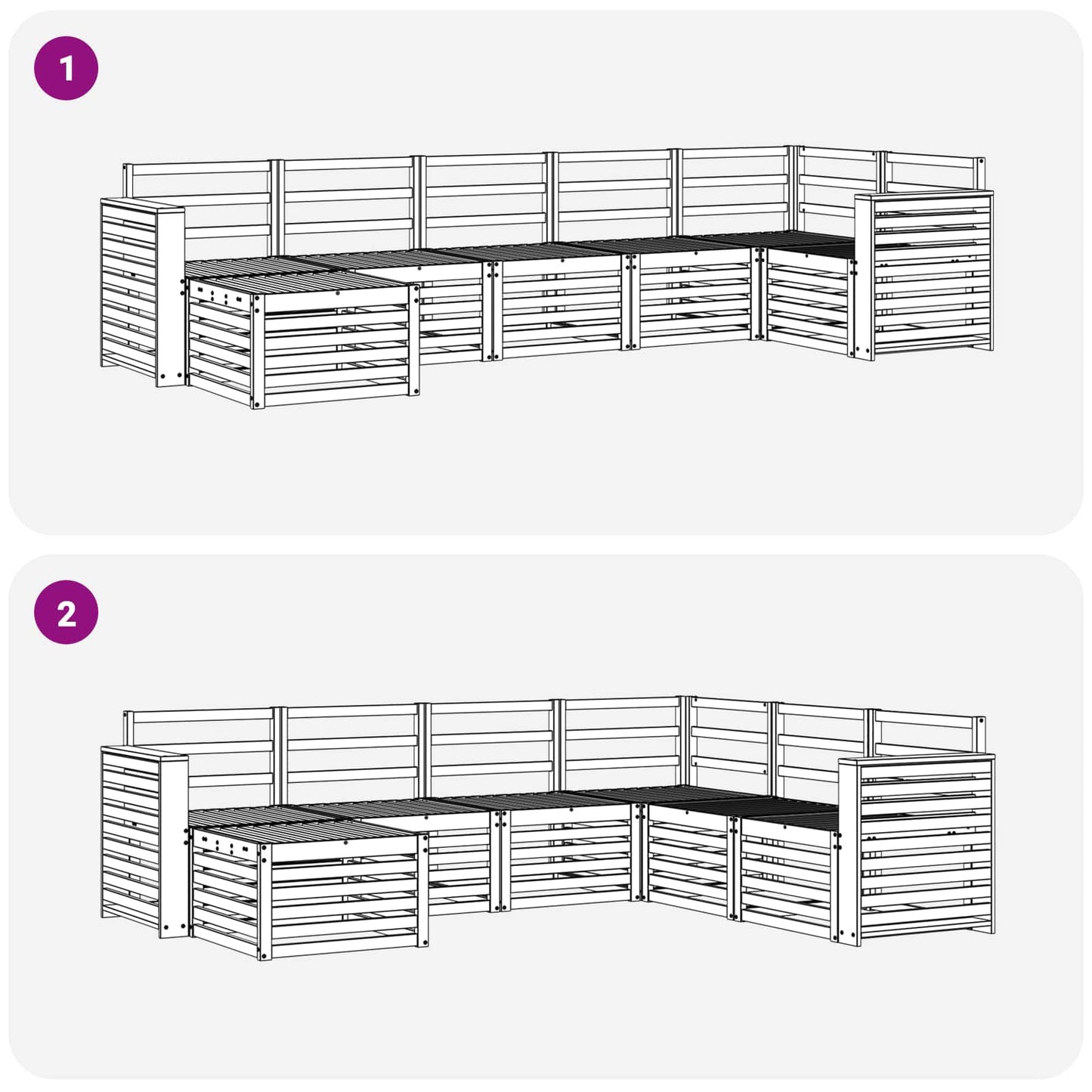 Buiten bankenset 7 pcs Wit