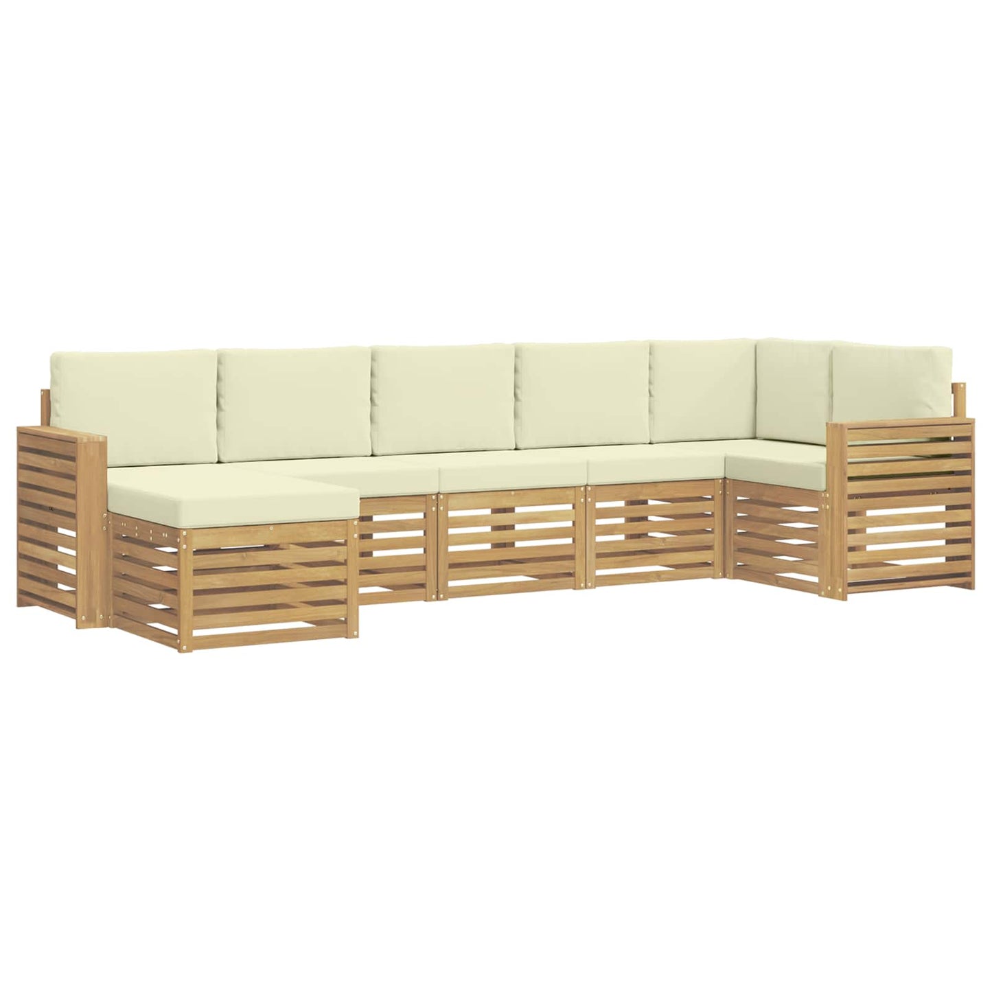 Buiten bankenset 7 pcs Wit en crèmekleurig