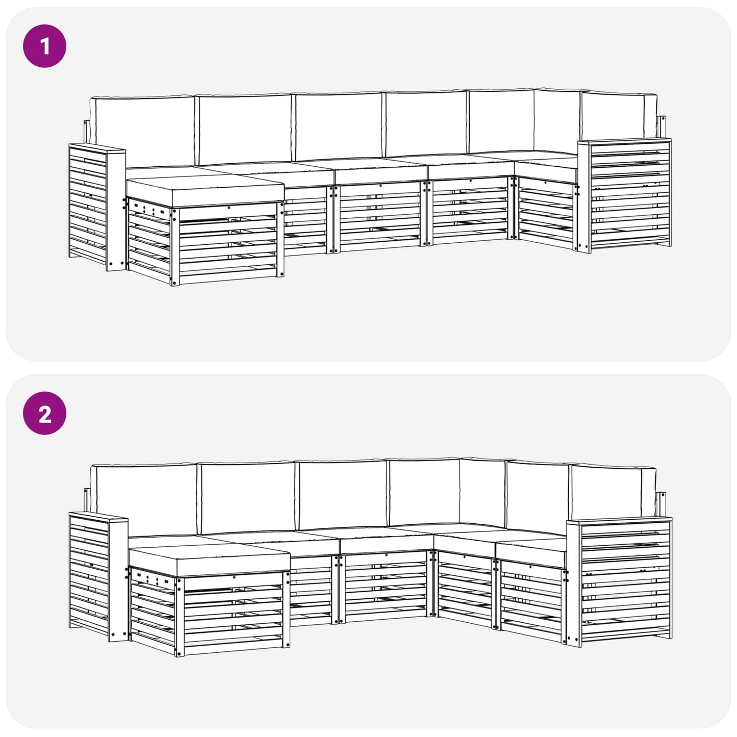 Buiten bankenset 7 pcs Wit en crèmekleurig