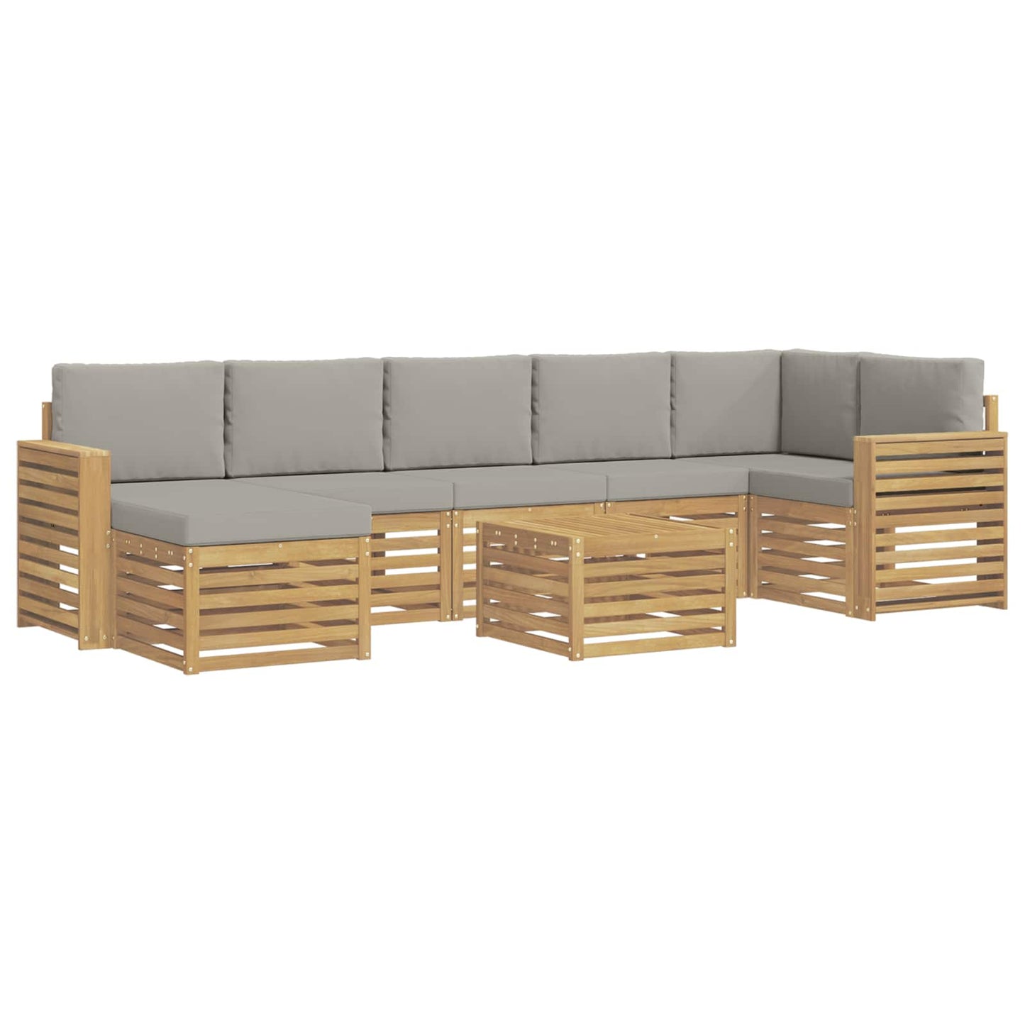Buiten bankenset 8 pcs Wit en Lichtgrijs 59 x 59 x 37 cm