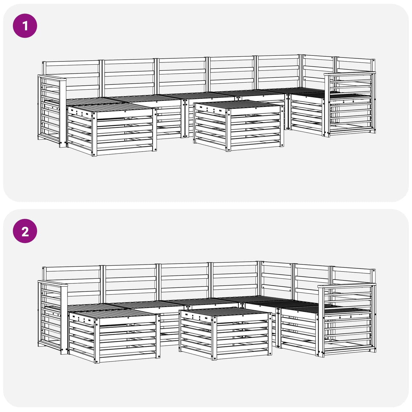 Buiten bankenset 8 pcs Wit 59 x 59 x 37 cm Massief Acaciahout