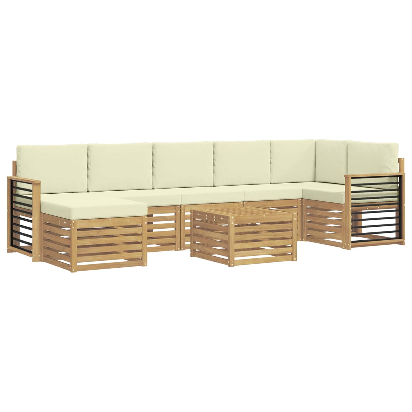 Buiten bankenset 8 pcs Wit en crèmekleurig 59 x 59 x 37 cm