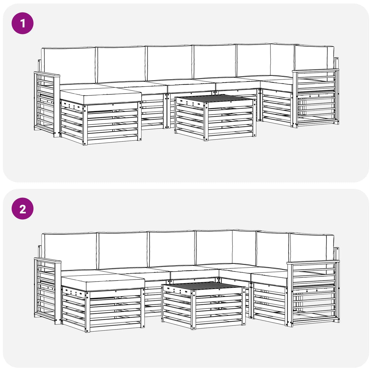 Buiten bankenset 8 pcs Wit en crèmekleurig 59 x 59 x 37 cm
