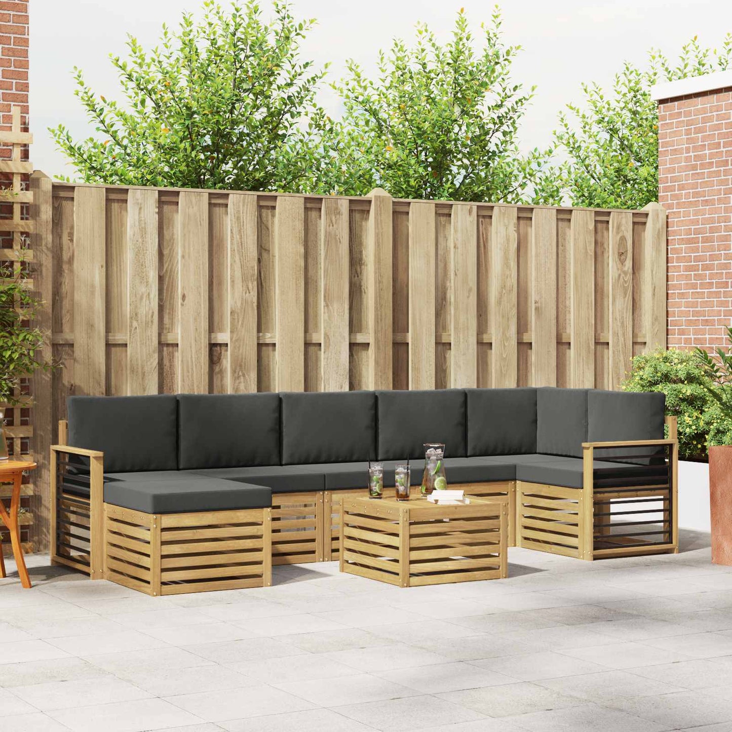 Buiten bankenset 8 pcs Wit en antracietkleurig 59 x 59 x 37 cm