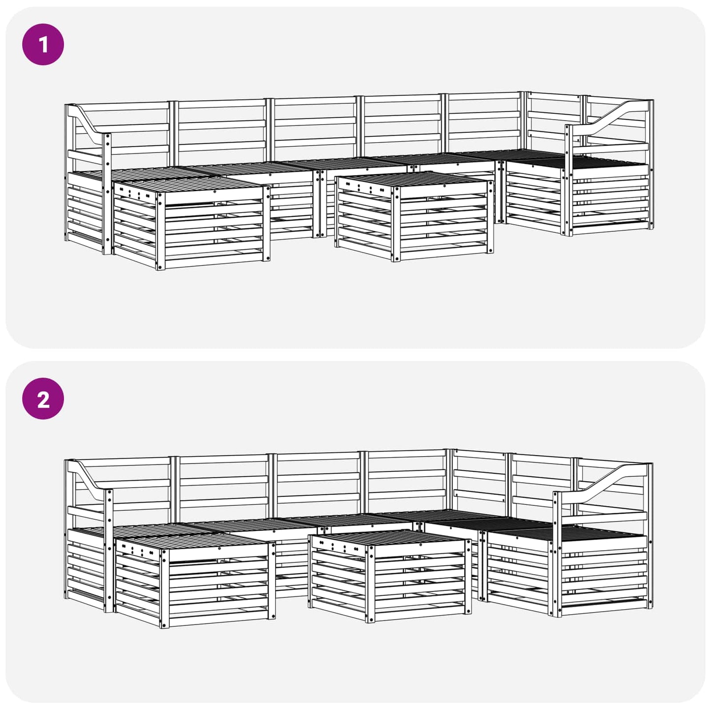 Buiten bankenset 8 pcs Wit 59 x 59 x 37 cm Massief Acaciahout