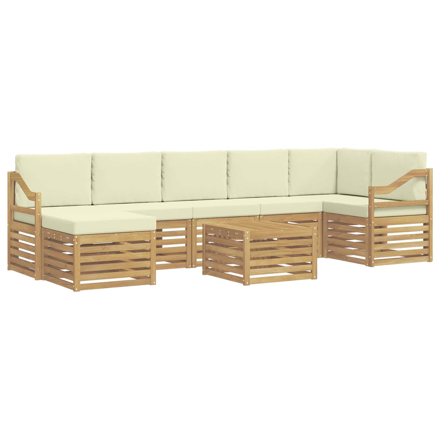 Buiten bankenset 8 pcs Wit en crèmekleurig 59 x 59 x 37 cm