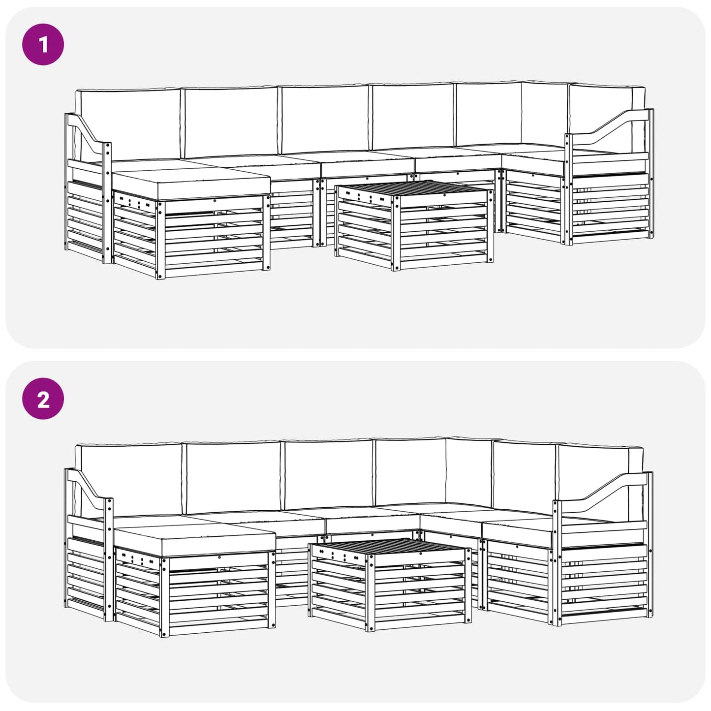 Buiten bankenset 8 pcs Wit en crèmekleurig 59 x 59 x 37 cm