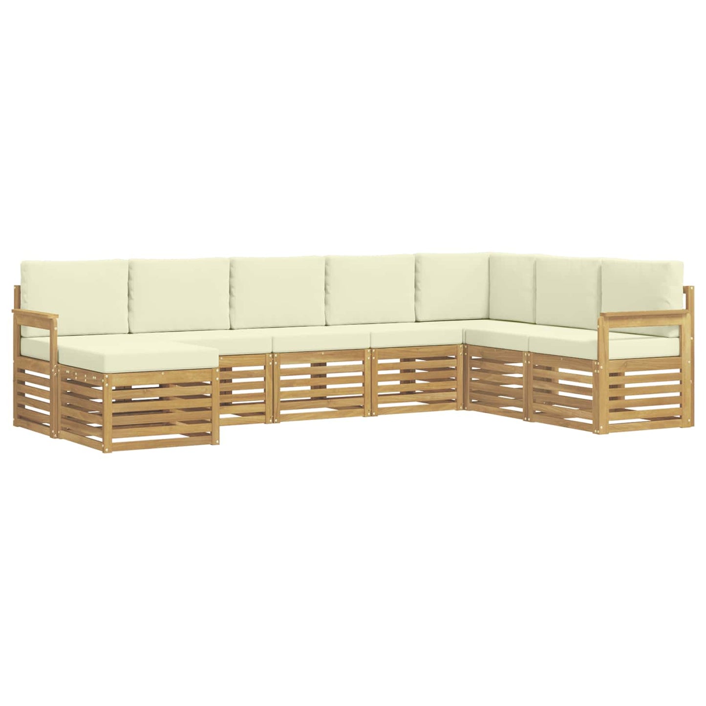 Buiten bankenset 8 pcs Wit en crèmekleurig 306 x 187,5 x 73 cm