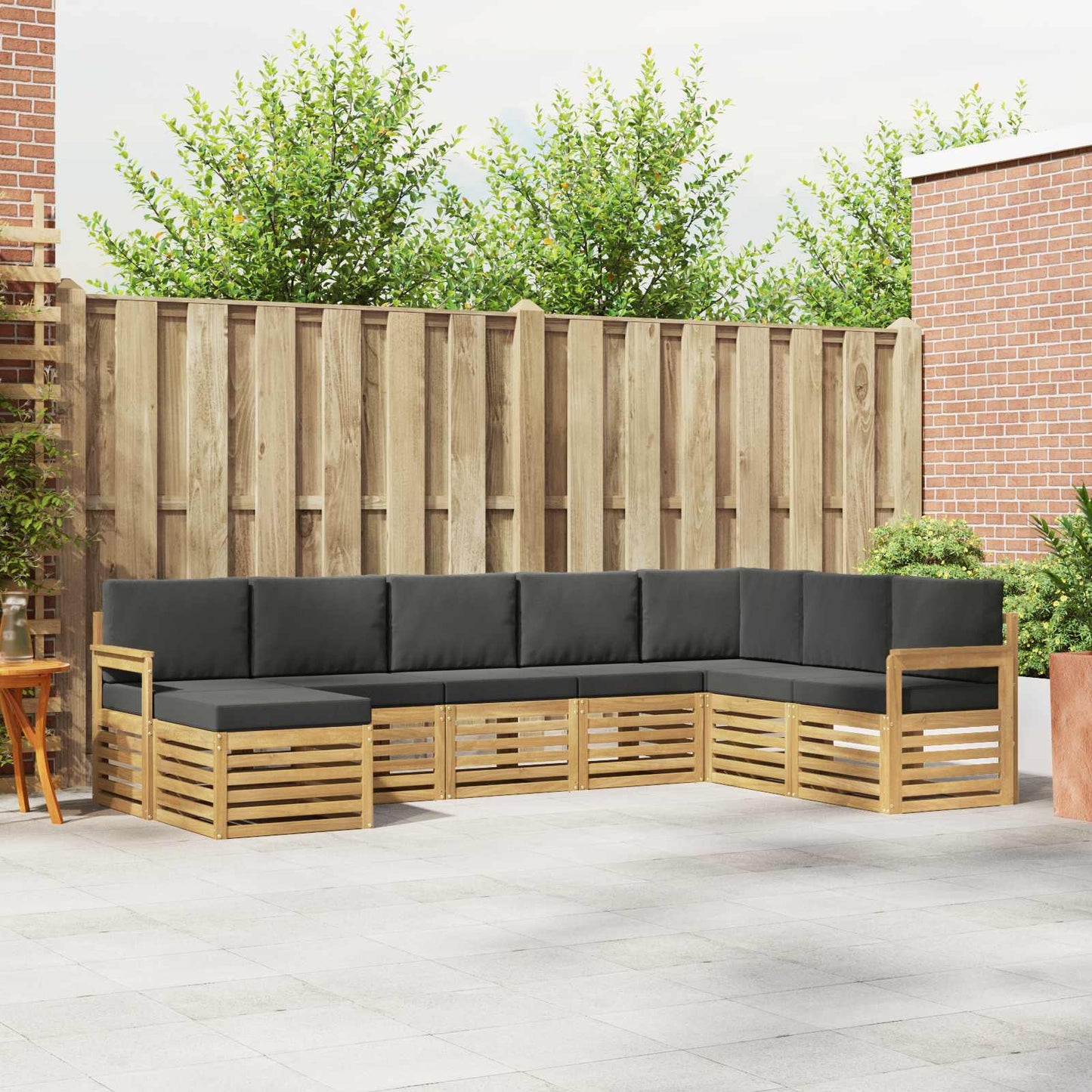 Buiten bankenset 8 pcs Wit en antracietkleurig