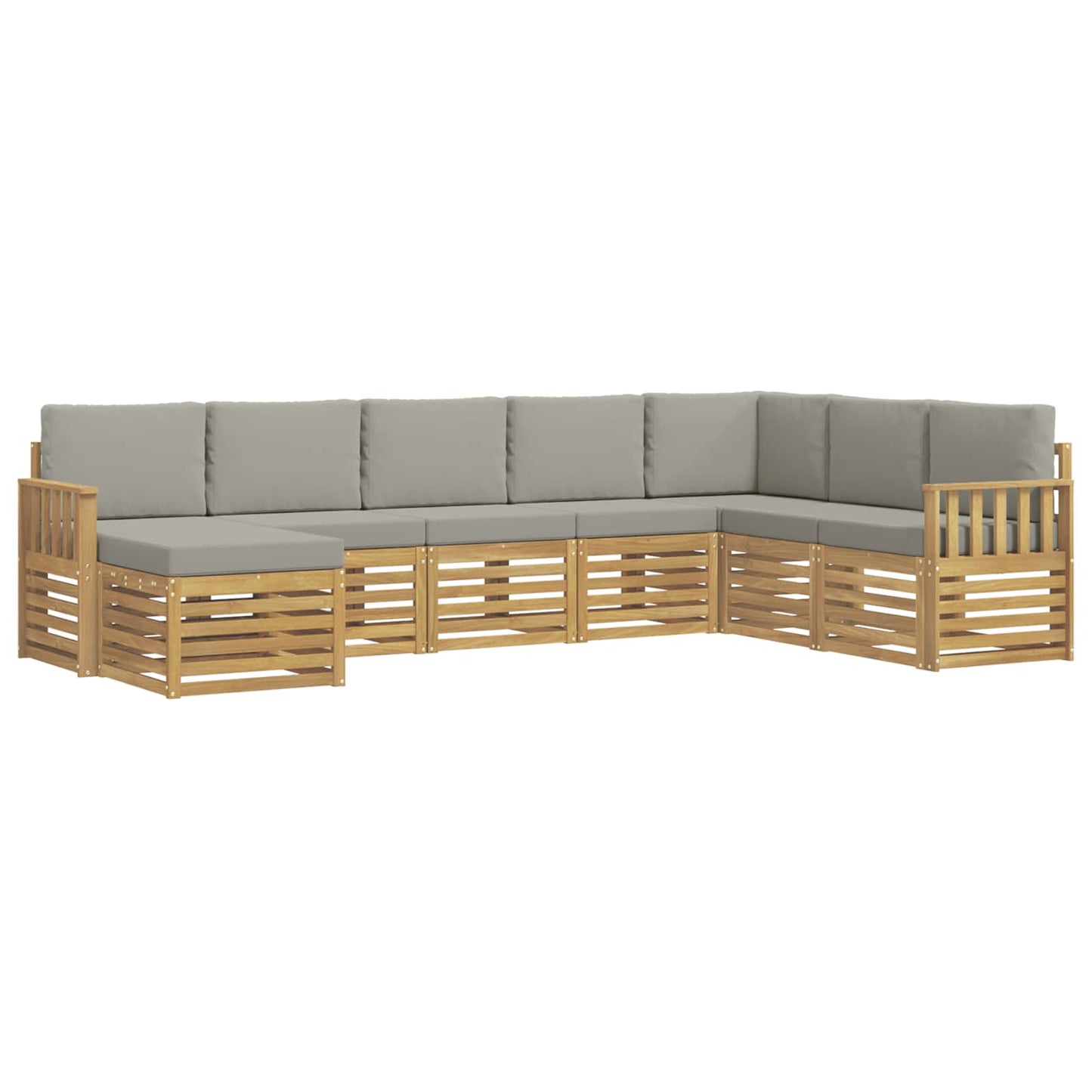 Buiten bankenset 6 pcs Wit en Lichtgrijs 306 x 128,5 x 73 cm