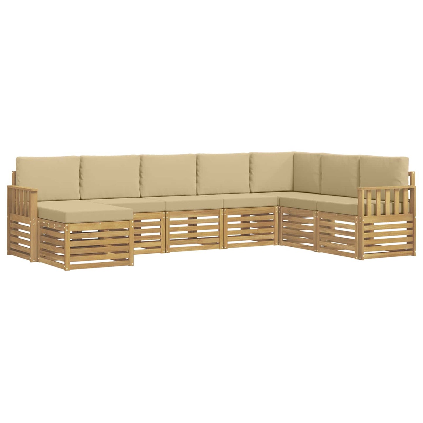Buiten bankenset 6 pcs Wit en Beige 306 x 128,5 x 73 cm