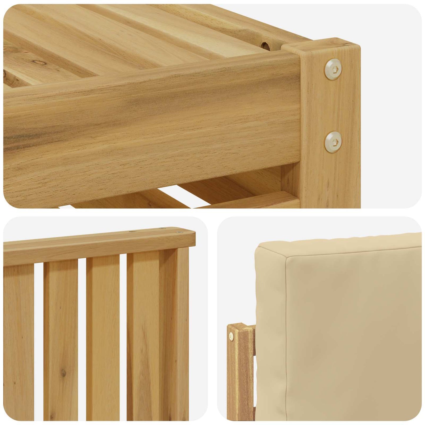 Buiten bankenset 7 pcs Wit en Beige 59 x 59 x 37 cm Polyester