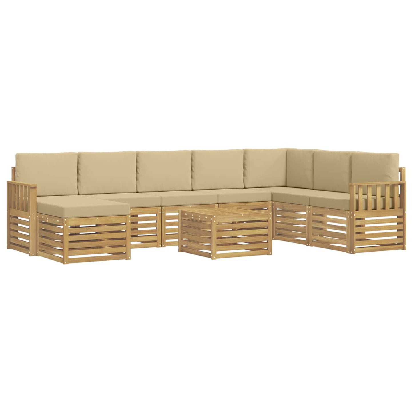Buiten bankenset 7 pcs Wit en Beige 59 x 59 x 37 cm Polyester