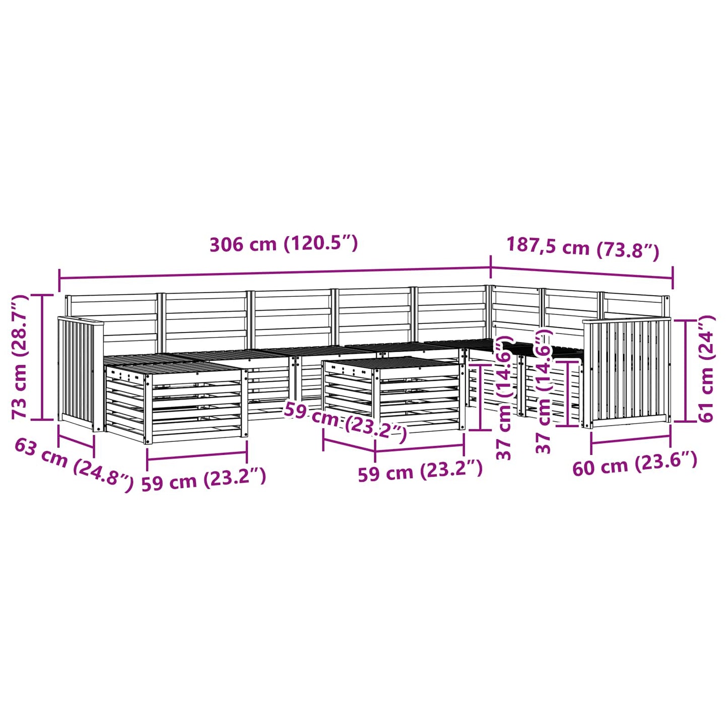 Sofa-Sets Massief Acaciahout