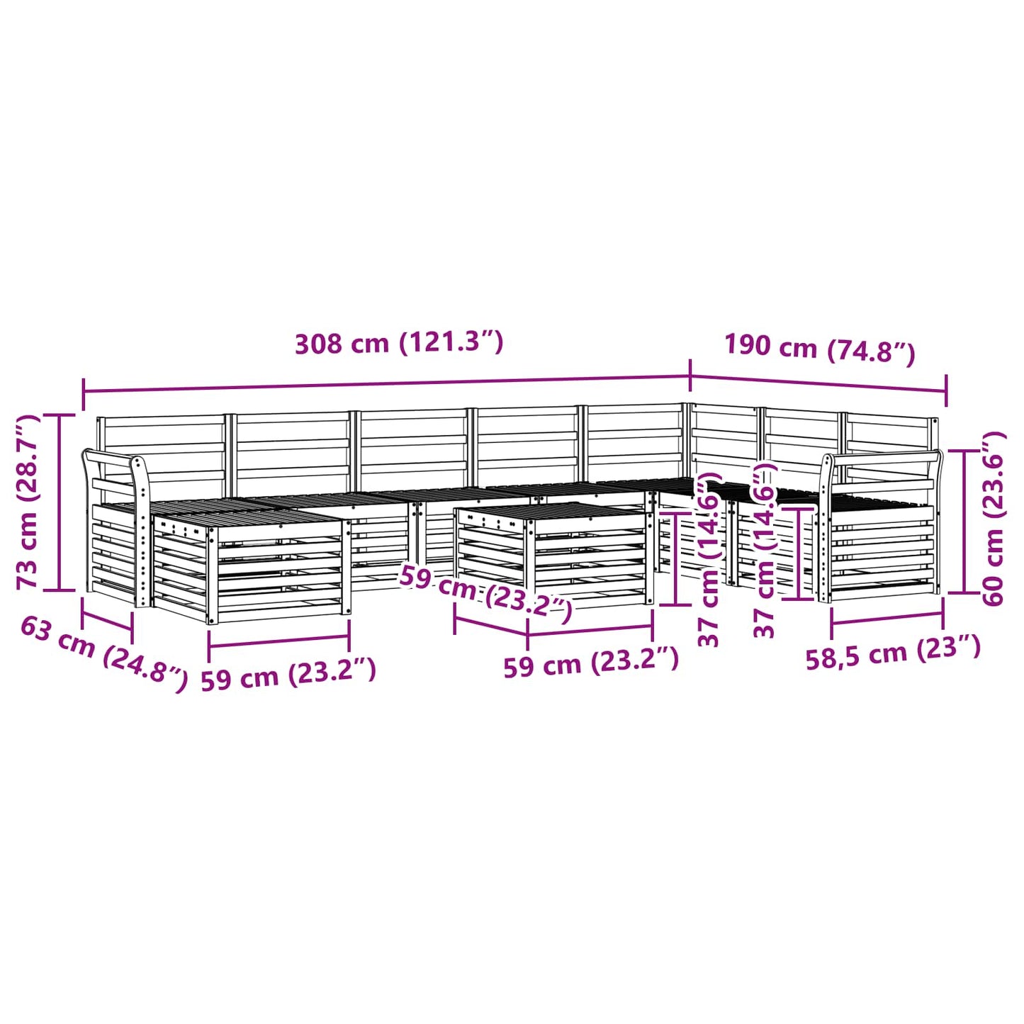 Sofa-Sets Massief Acaciahout
