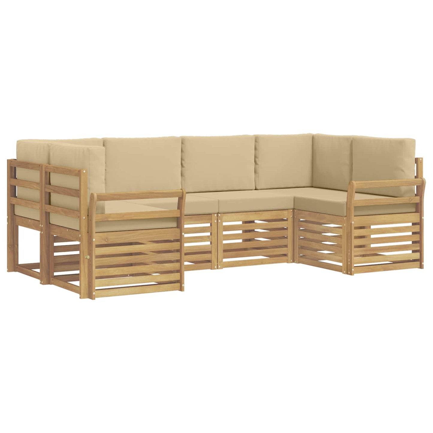 Buiten bankenset 6 pcs Wit en Beige 245 x 130,5 x 73 cm