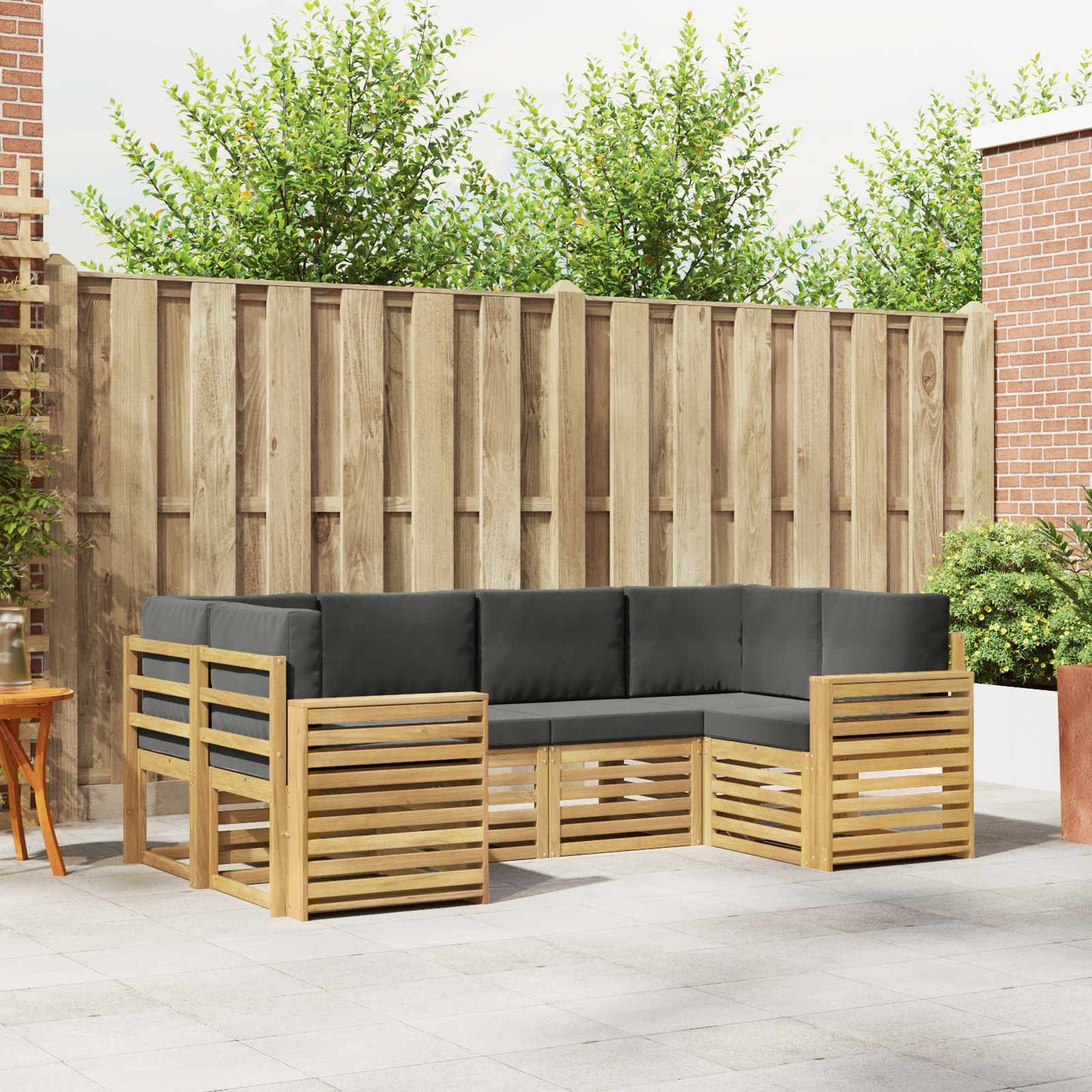 Buiten bankenset 6 pcs Wit en antracietkleurig
