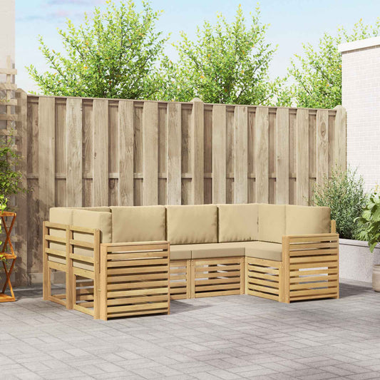 Buiten bankenset 6 pcs Wit en Beige 245 x 132,5 x 73 cm is nu te koop bij PeponiXL, paradijselijk wonen!