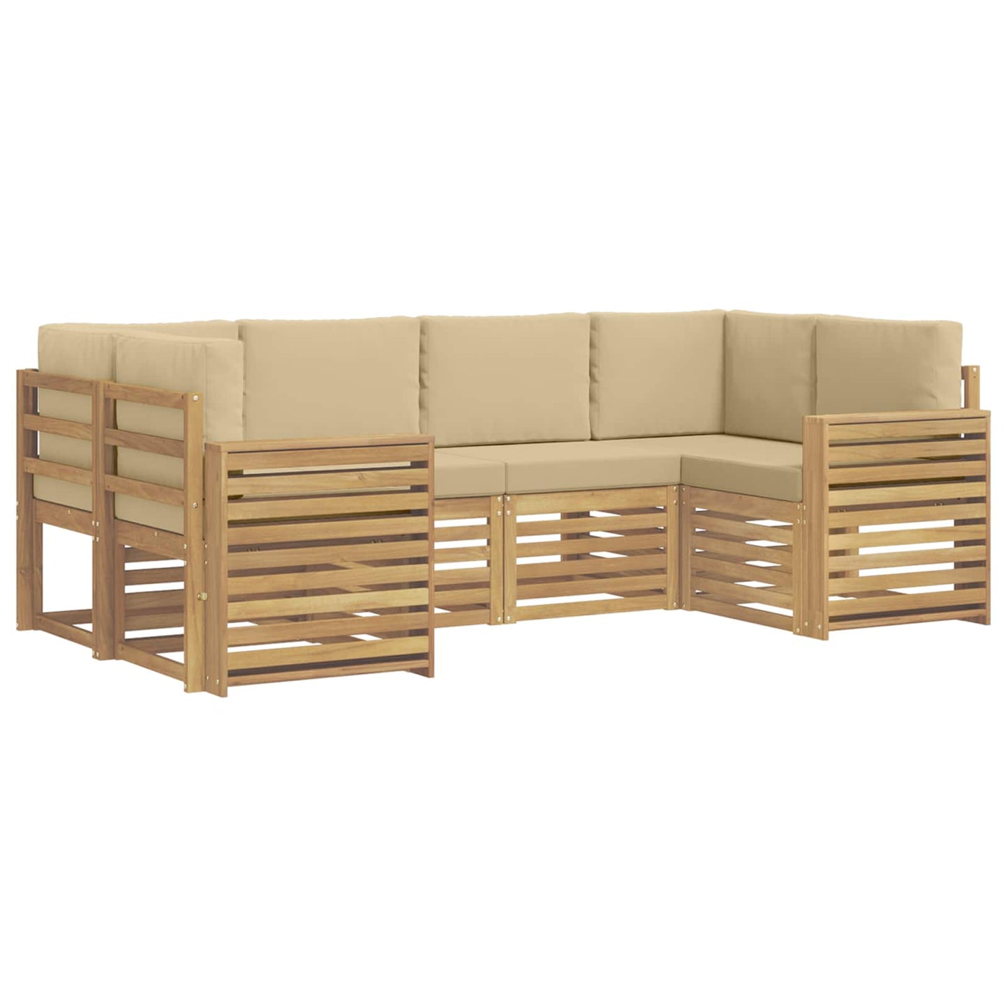 Buiten bankenset 6 pcs Wit en Beige 245 x 132,5 x 73 cm