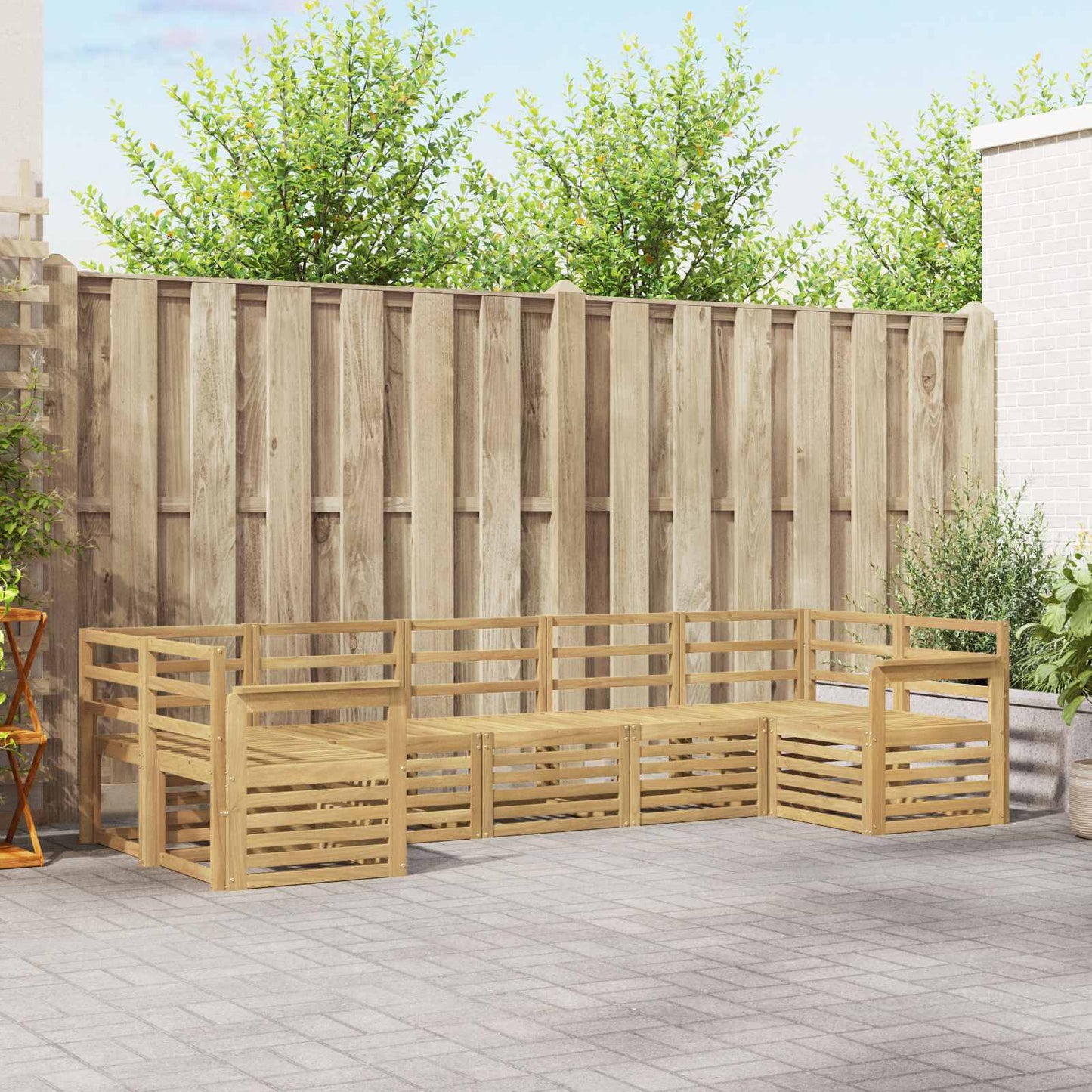 Buiten bankenset 7 pcs Wit 304 x 128,5 x 73 cm