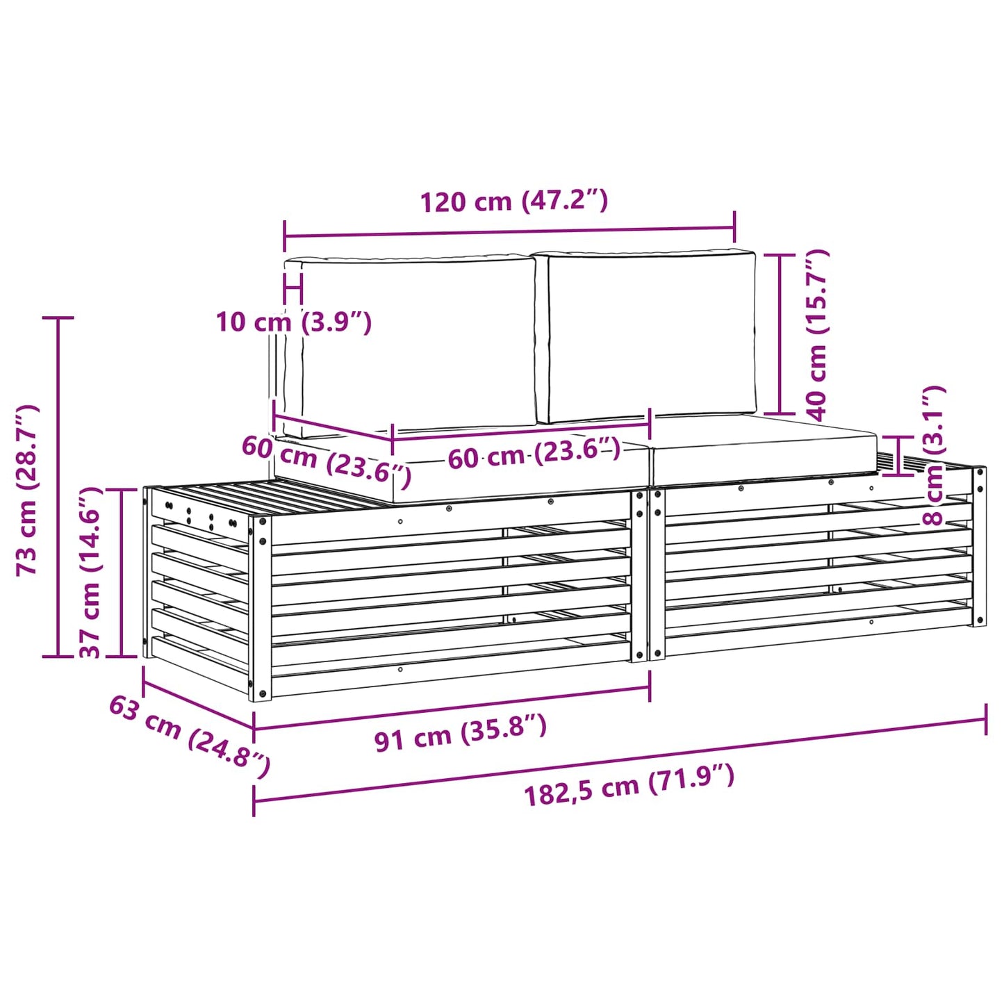 Sofa-Sets 3 Stuk 182,5 x 63 x 73 cm is nu te koop bij PeponiXL, paradijselijk wonen!
