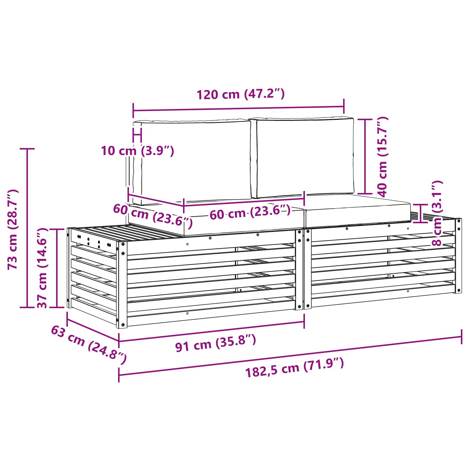 Sofa-Sets 3 Stuk 182,5 x 63 x 73 cm is nu te koop bij PeponiXL, paradijselijk wonen!