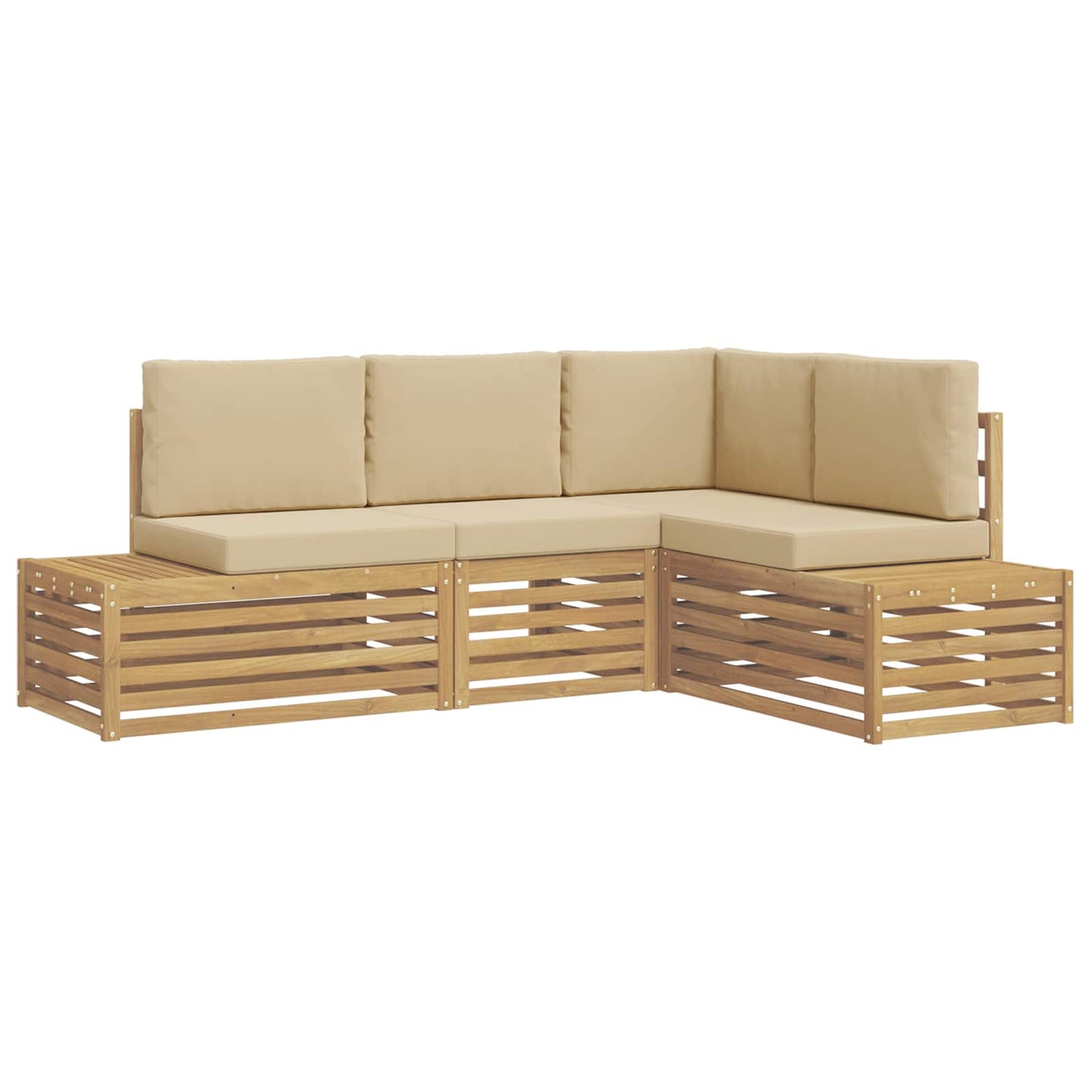 Buiten bankenset met kussen 4 Stuk Wit Massief Acaciahout is nu te koop bij PeponiXL, paradijselijk wonen!