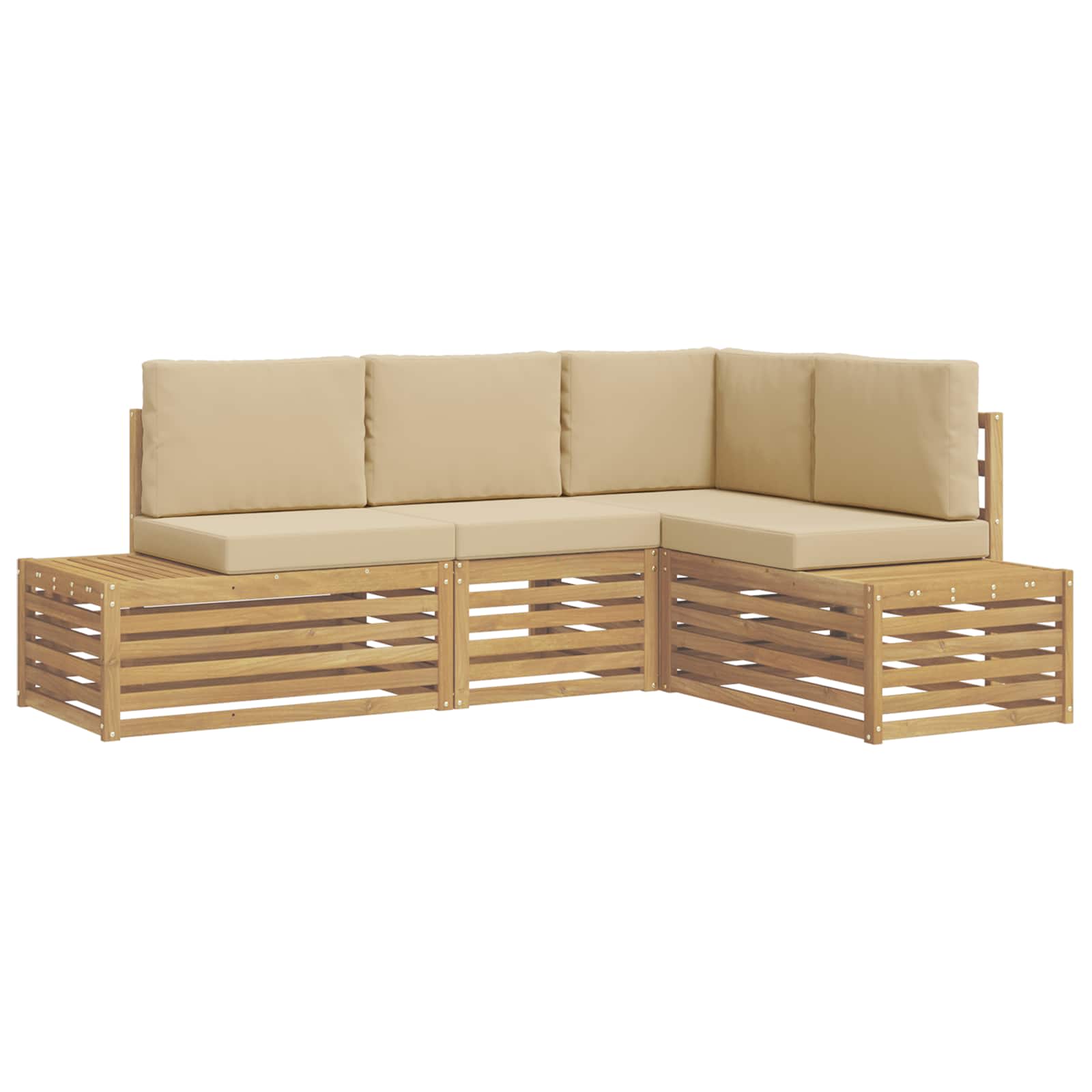 Buiten bankenset met kussen 4 Stuk Wit Massief Acaciahout is nu te koop bij PeponiXL, paradijselijk wonen!