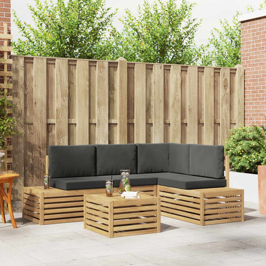 Buiten bankenset met kussen 5 Stuk Wit en antracietkleurig is nu te koop bij PeponiXL, paradijselijk wonen!
