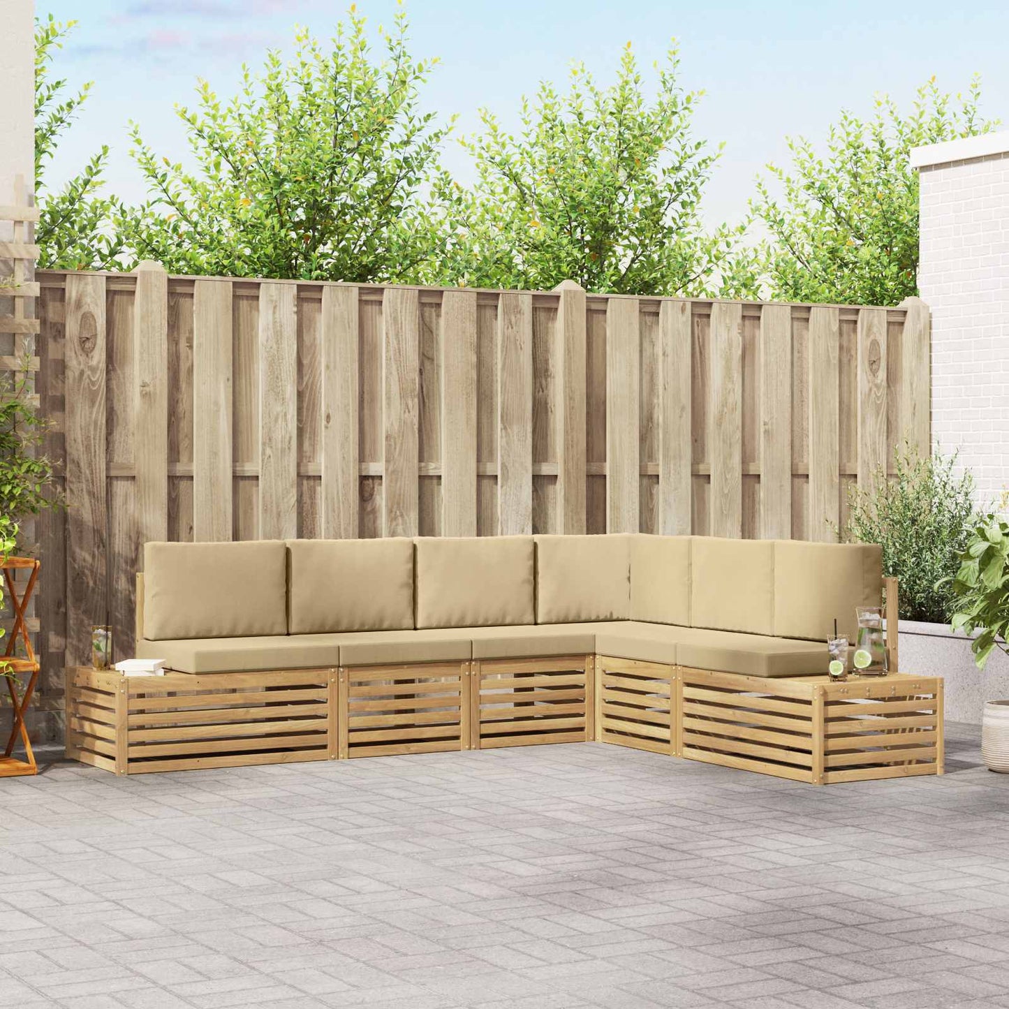 Buiten bankenset met kussen 6 Stuk Wit en Beige is nu te koop bij PeponiXL, paradijselijk wonen!