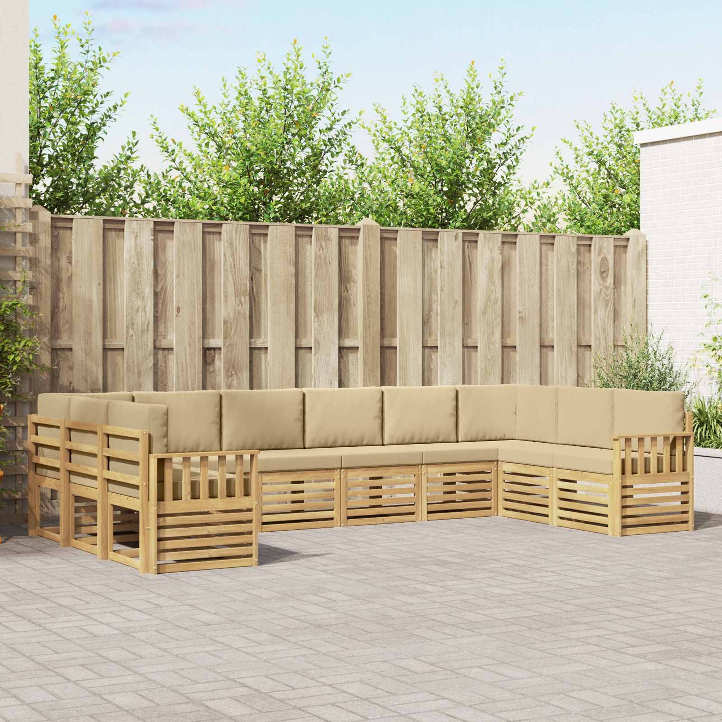 Buiten bankenset 7 pcs Wit en Beige 363 x 187,5 x 73 cm