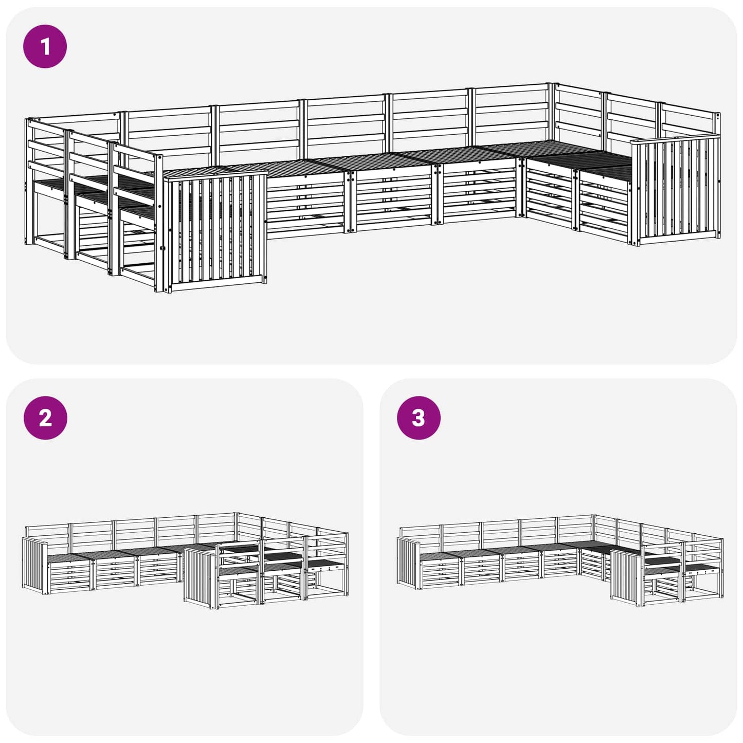 Buiten bankenset 10 pcs Wit 363 x 187,5 x 73 cm